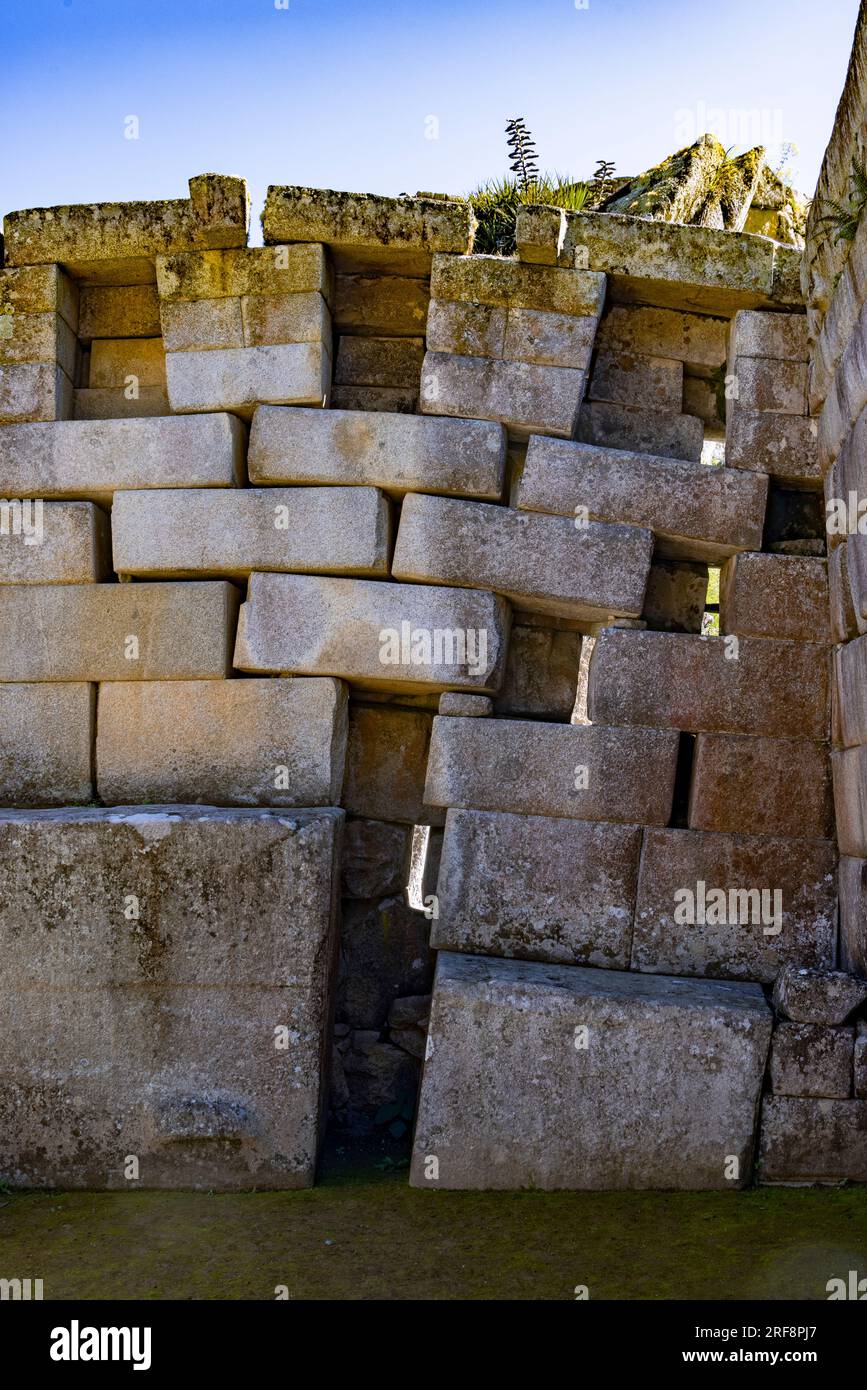 masonry, Inca ruins of Machu Picchu, Peru, South America Stock Photo