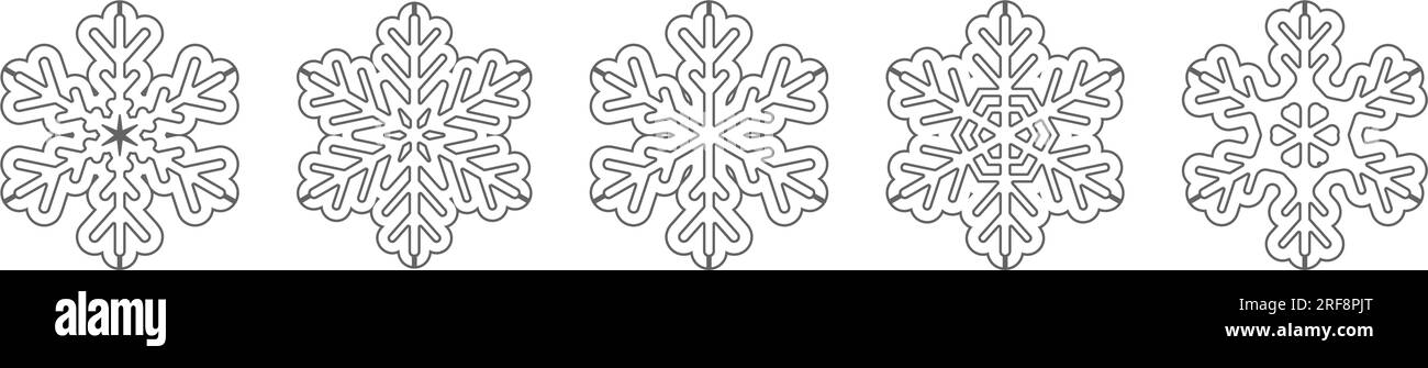 Thinline snowflake silhouette icon. Snow flake stencil blueprint Stock ...