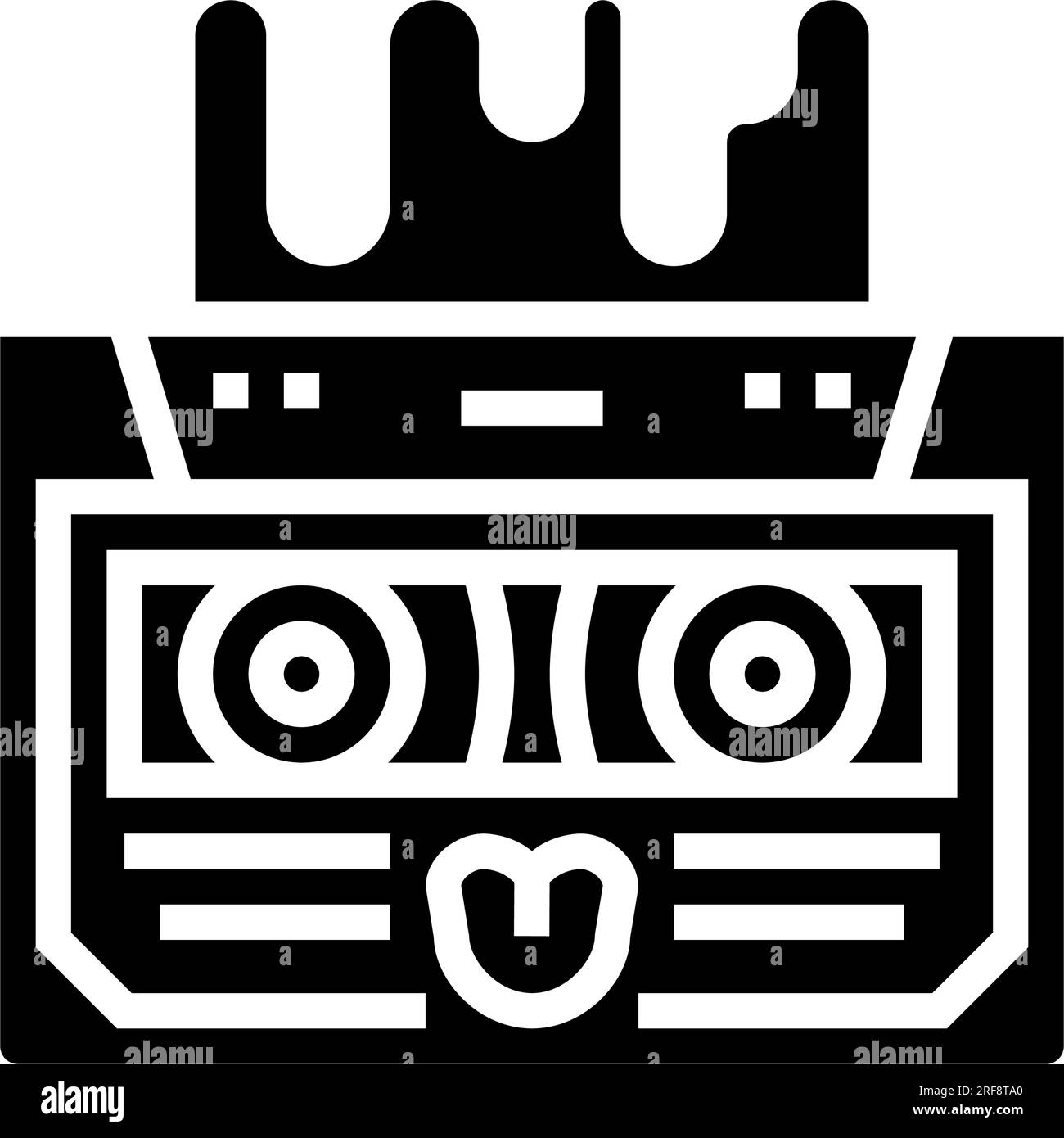 cassette tape music retro character glyph icon vector illustration ...