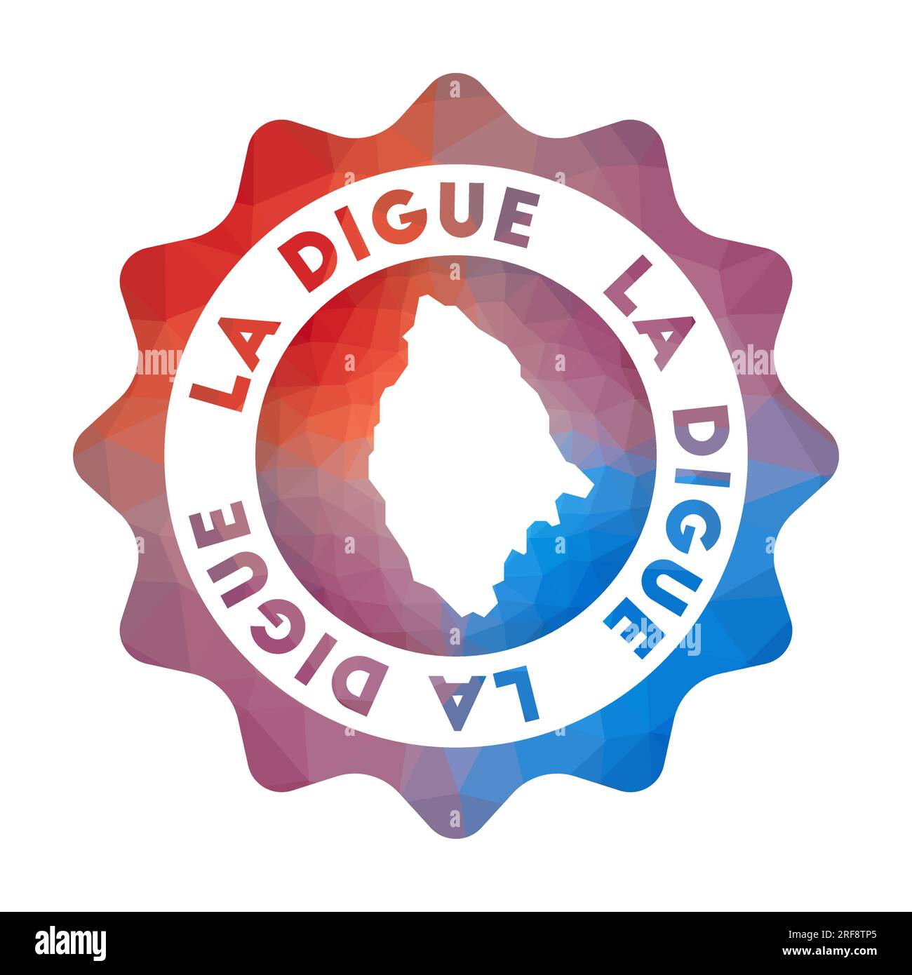 La Digue low poly logo. Colorful gradient travel logo of the island in ...