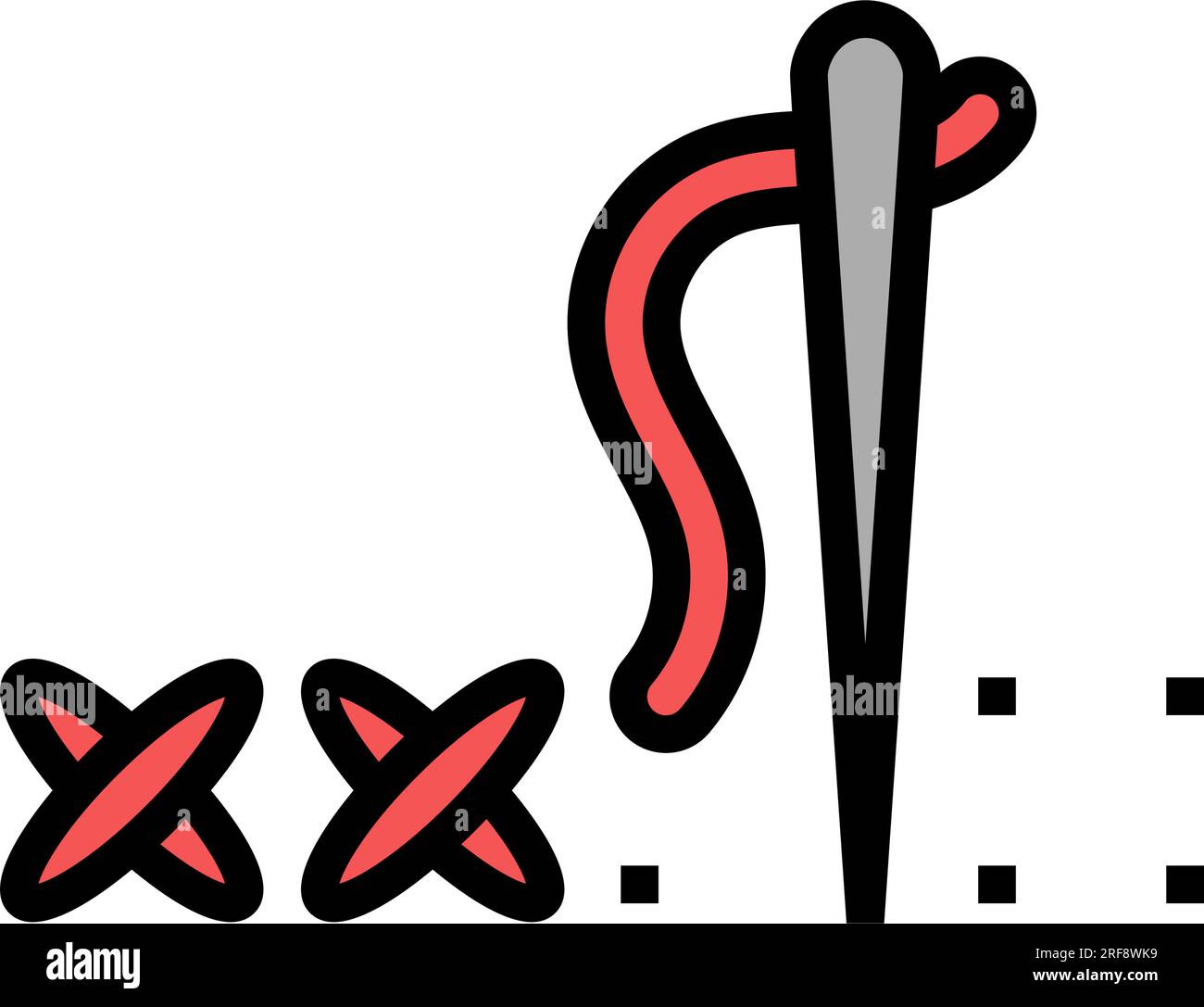 stitch guide embroidery hobby color icon vector illustration Stock ...