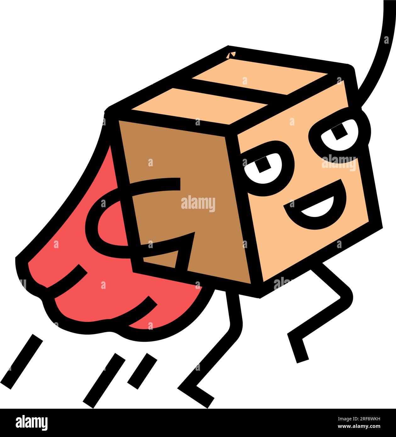 flying hero cardboard box character color icon vector illustration ...