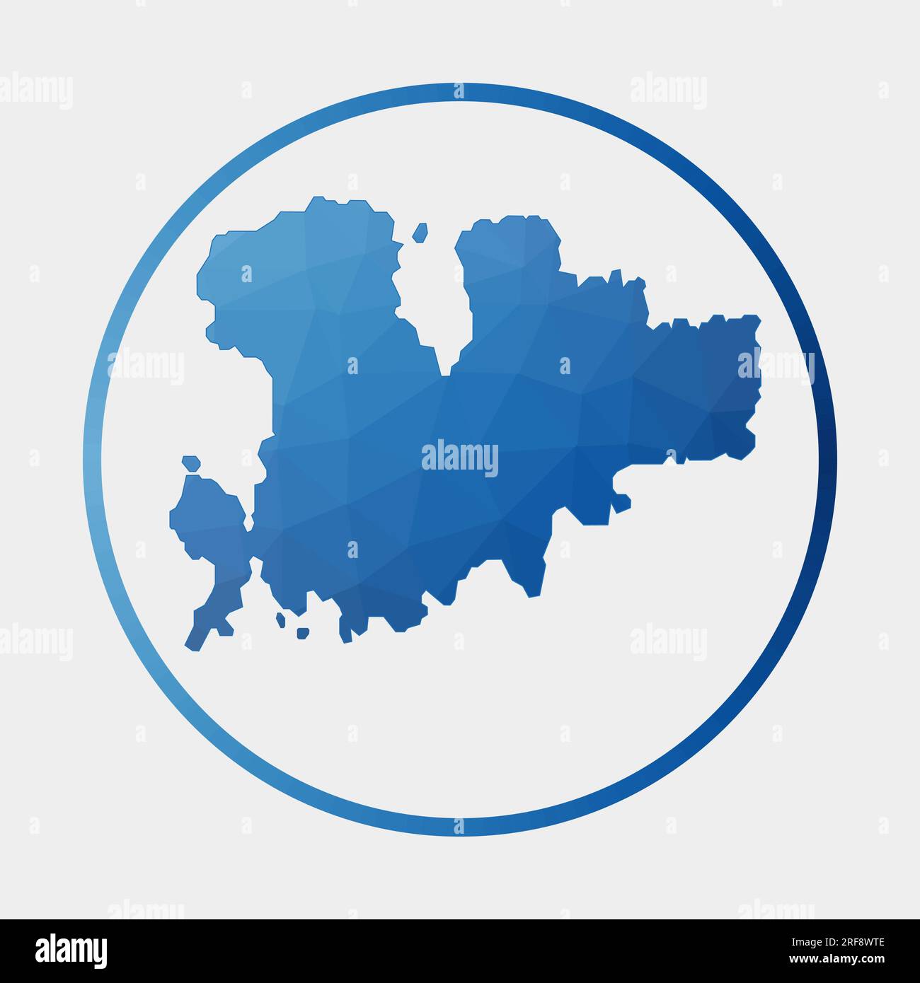 Mykonos icon. Polygonal map of the island in gradient ring. Round low ...