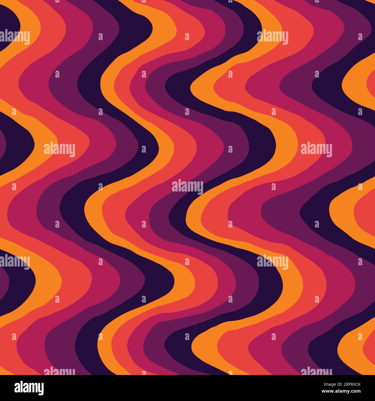 Seamless vector pattern retro colored vertical wavy lines, orange purple red. Textile scrapbook. Vector illustration Stock Vector