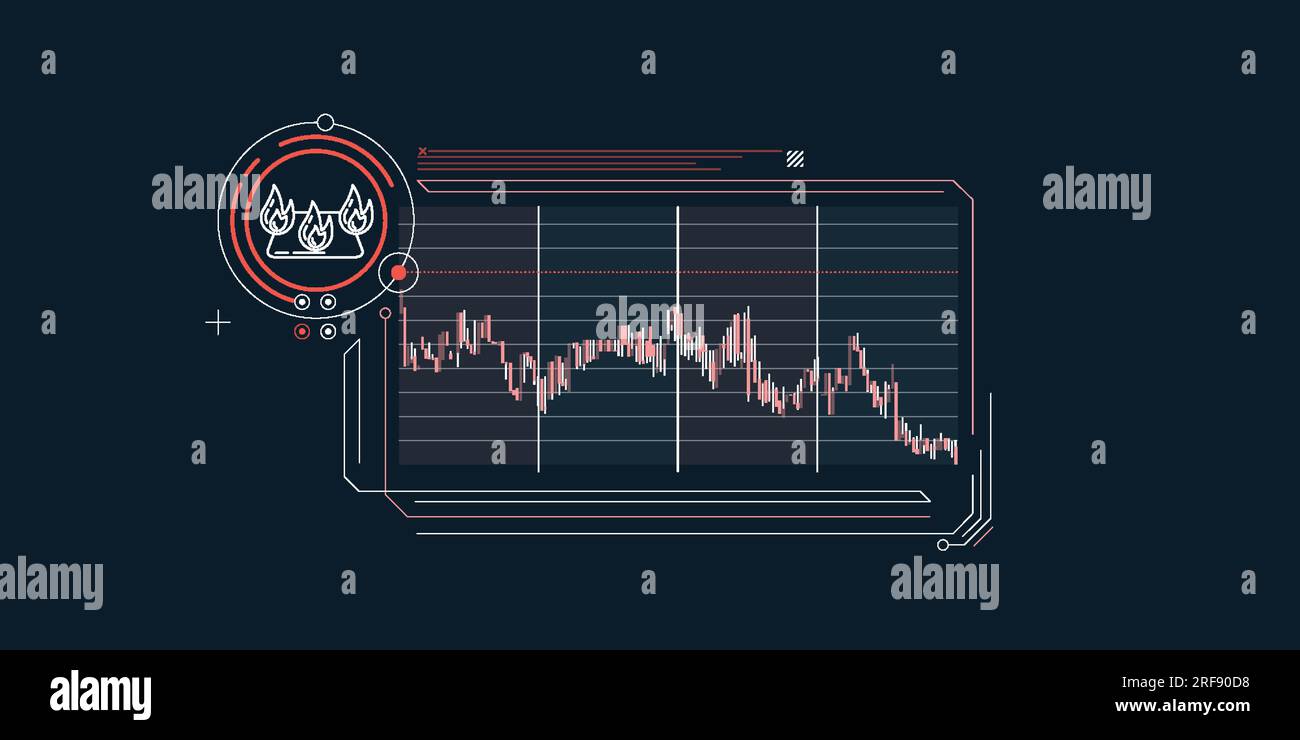 Falling prices in the natural gas market in a simple infographic Stock