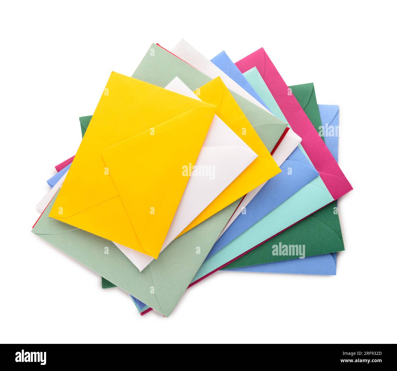 Stack of different envelopes on white background Stock Photo