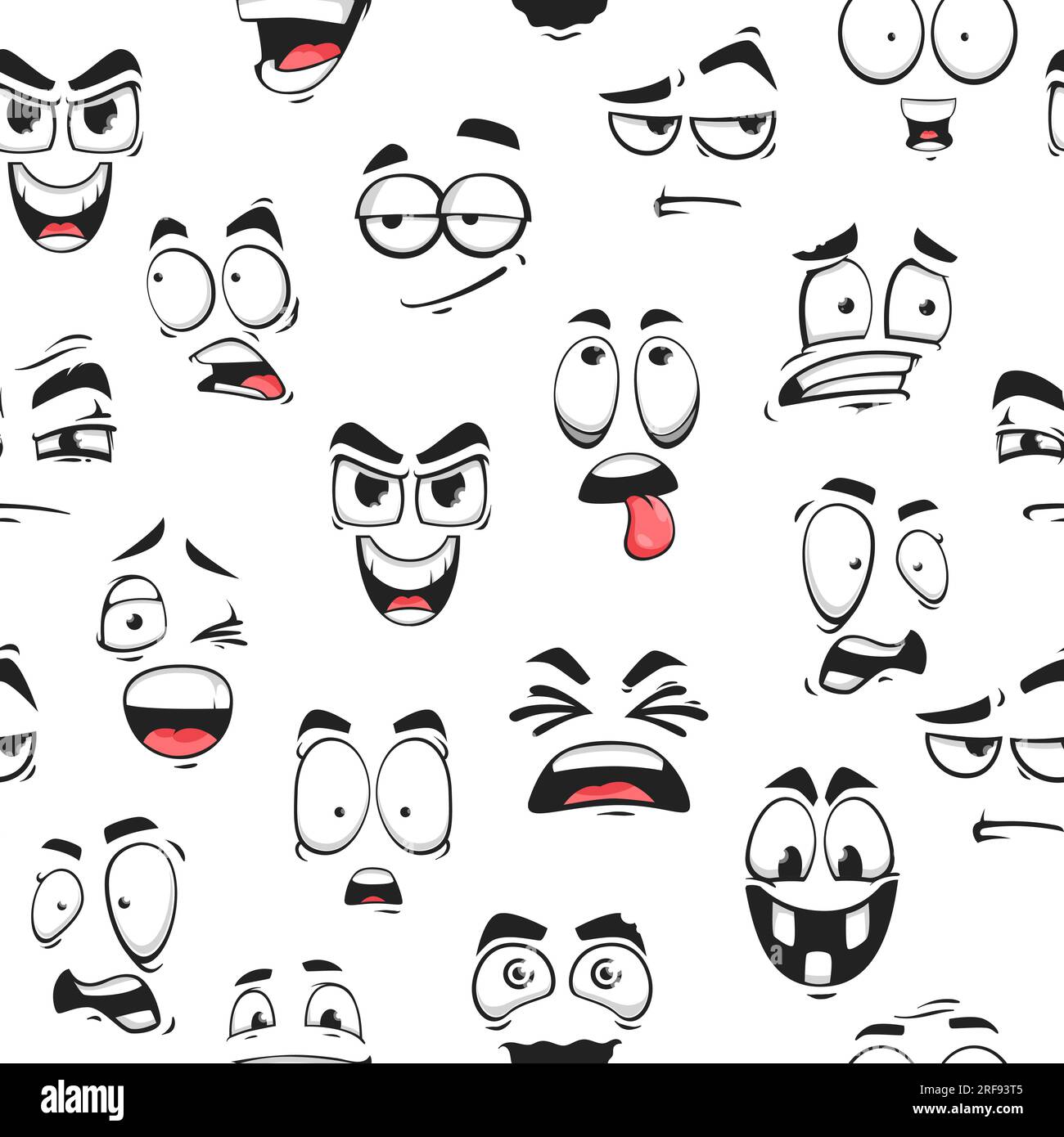 Cartoon Funny Emoji Faces Seamless Pattern Funny Emoticons And Happy 
