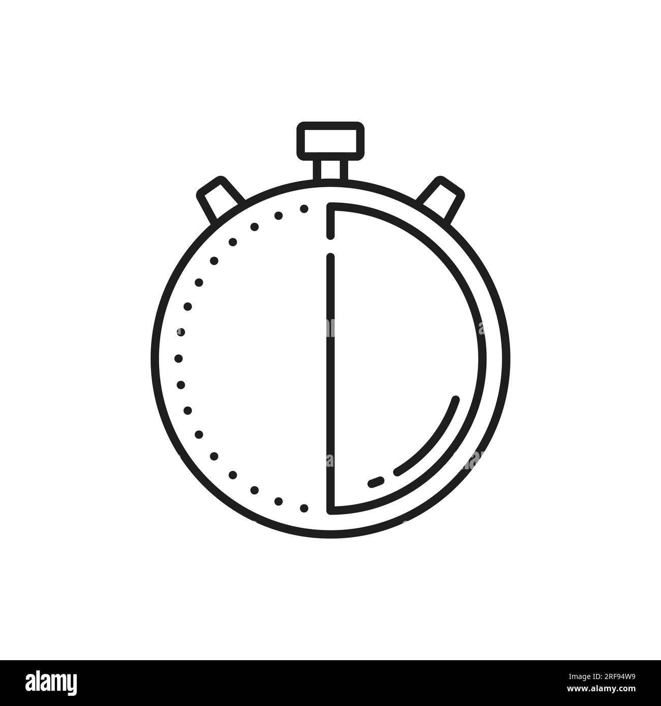 Stopwatch clock timer, chronometer outline icon. Vector round countdown ...