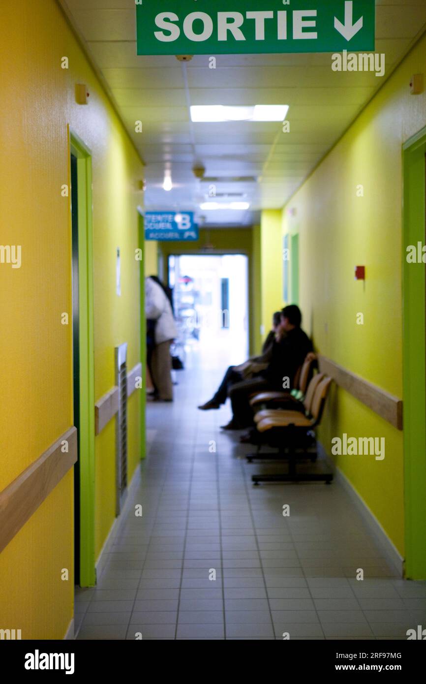Waiting room in the radiology center of the medical imaging department of a hospital. Stock Photo