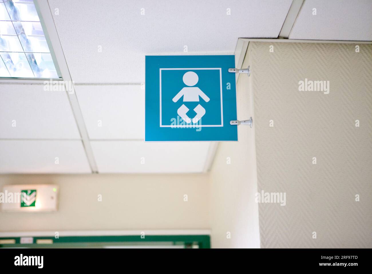 Signage in the maternity ward of a hospital. Stock Photo