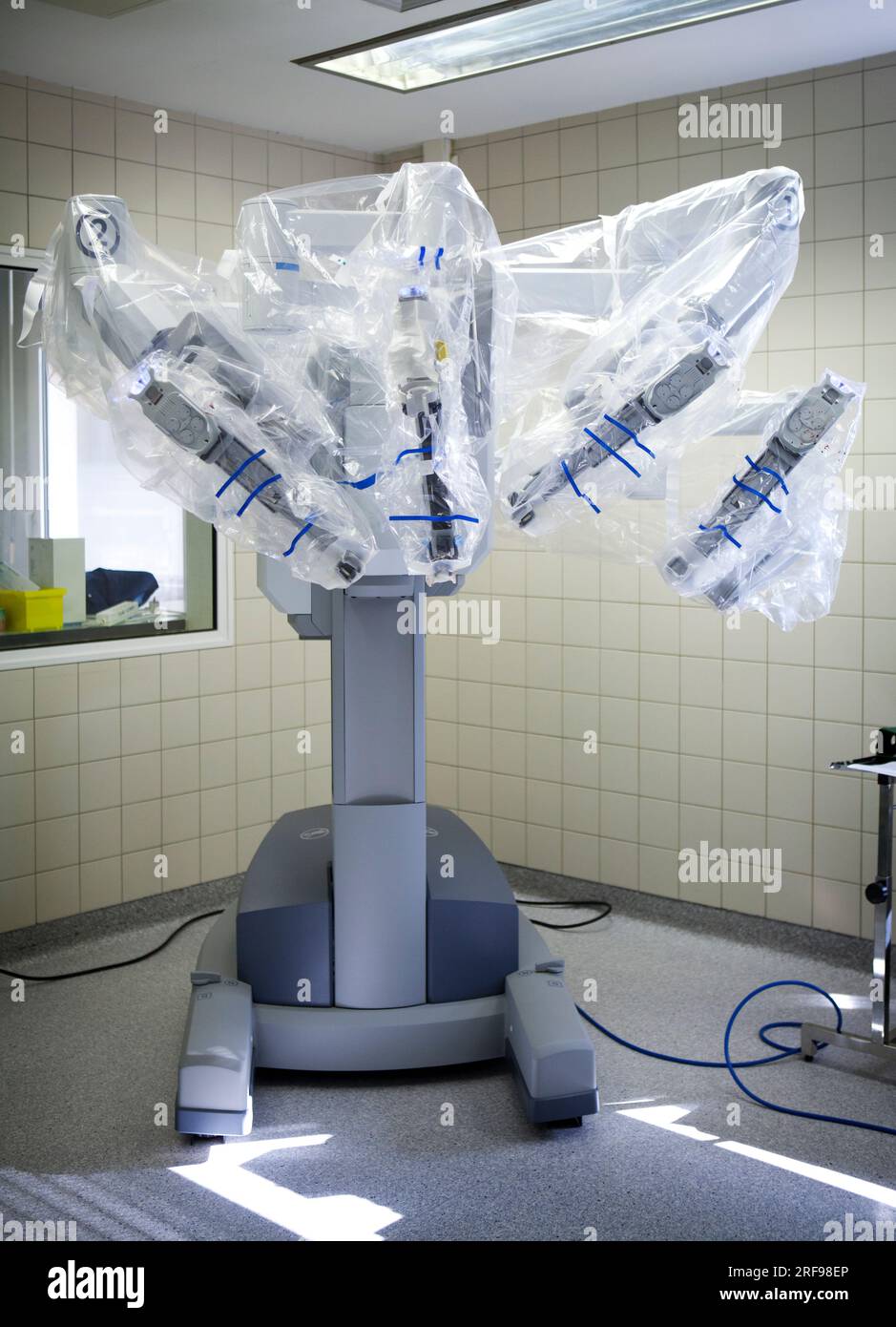 Urology department of a hospital performing prostatectomies using a robot surgeon. Stock Photo