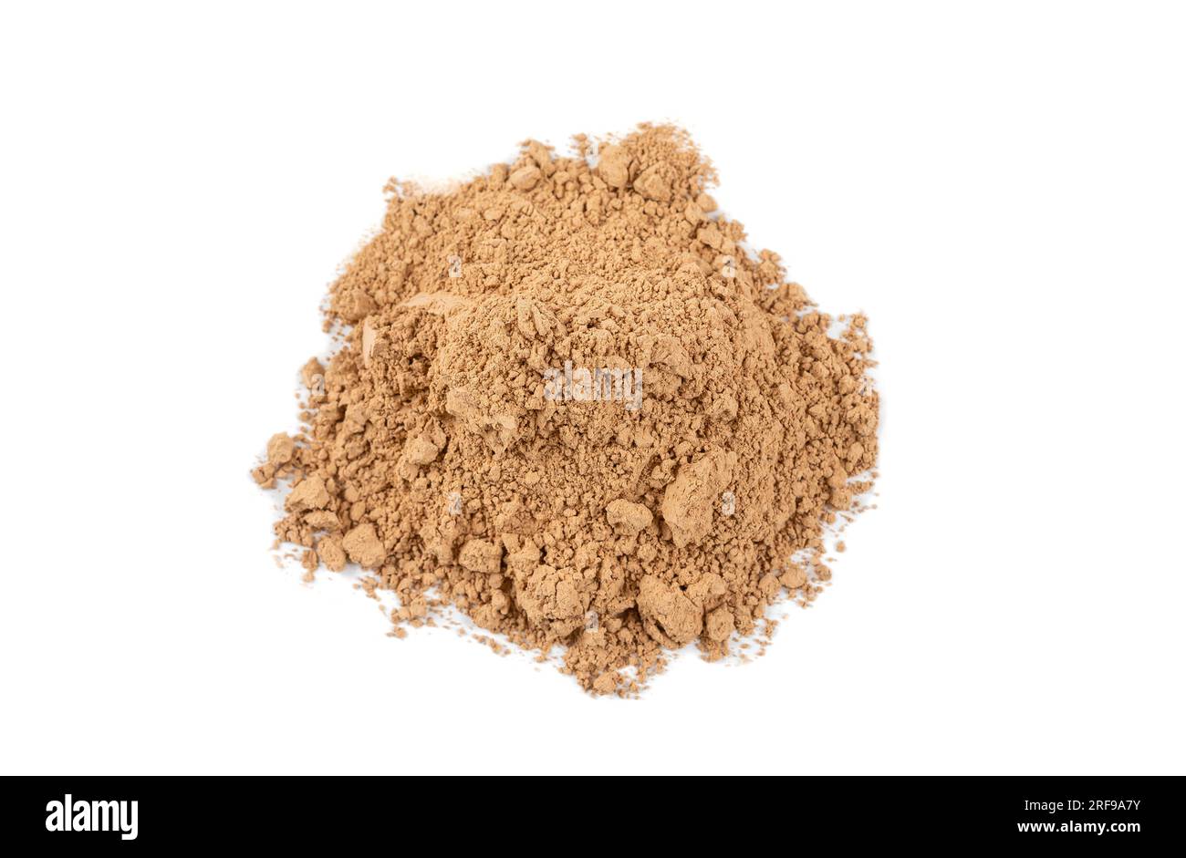 Pile of superfine yellow clay on white background. Stock Photo