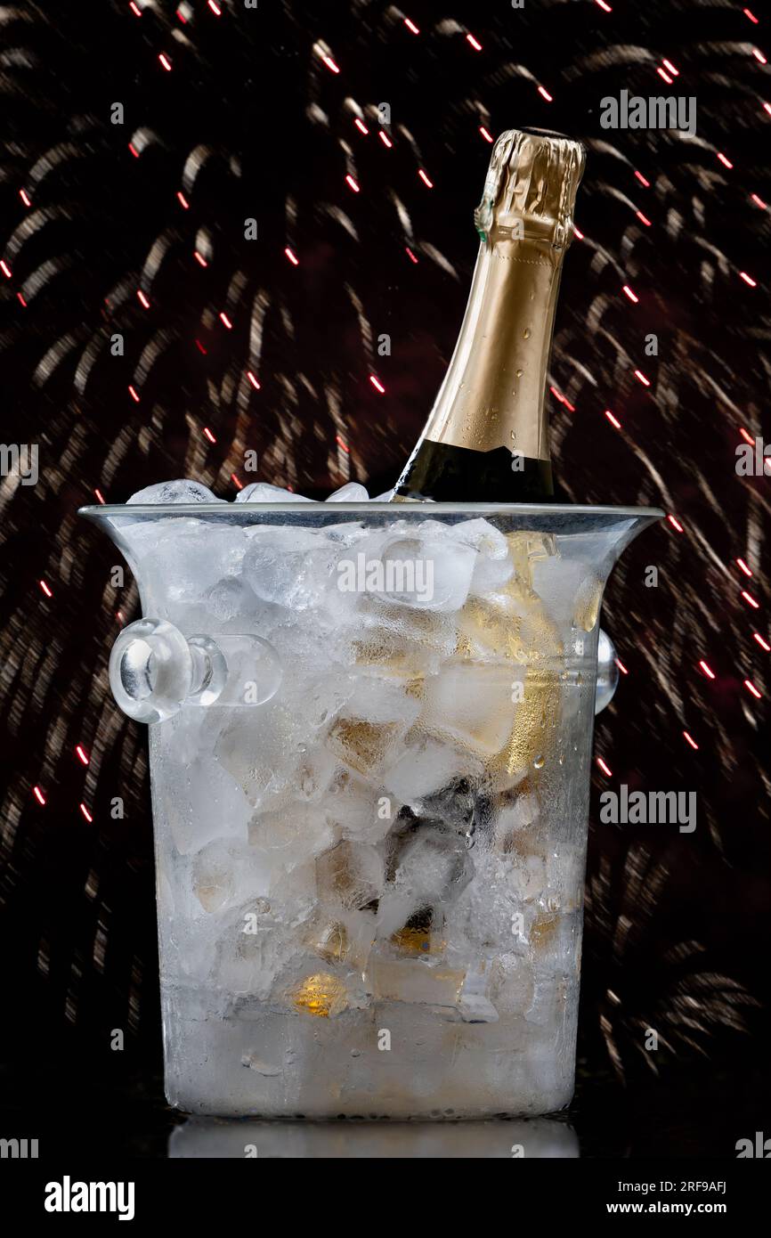 Bottle of champagne in an ice bucket Stock Photo Alamy