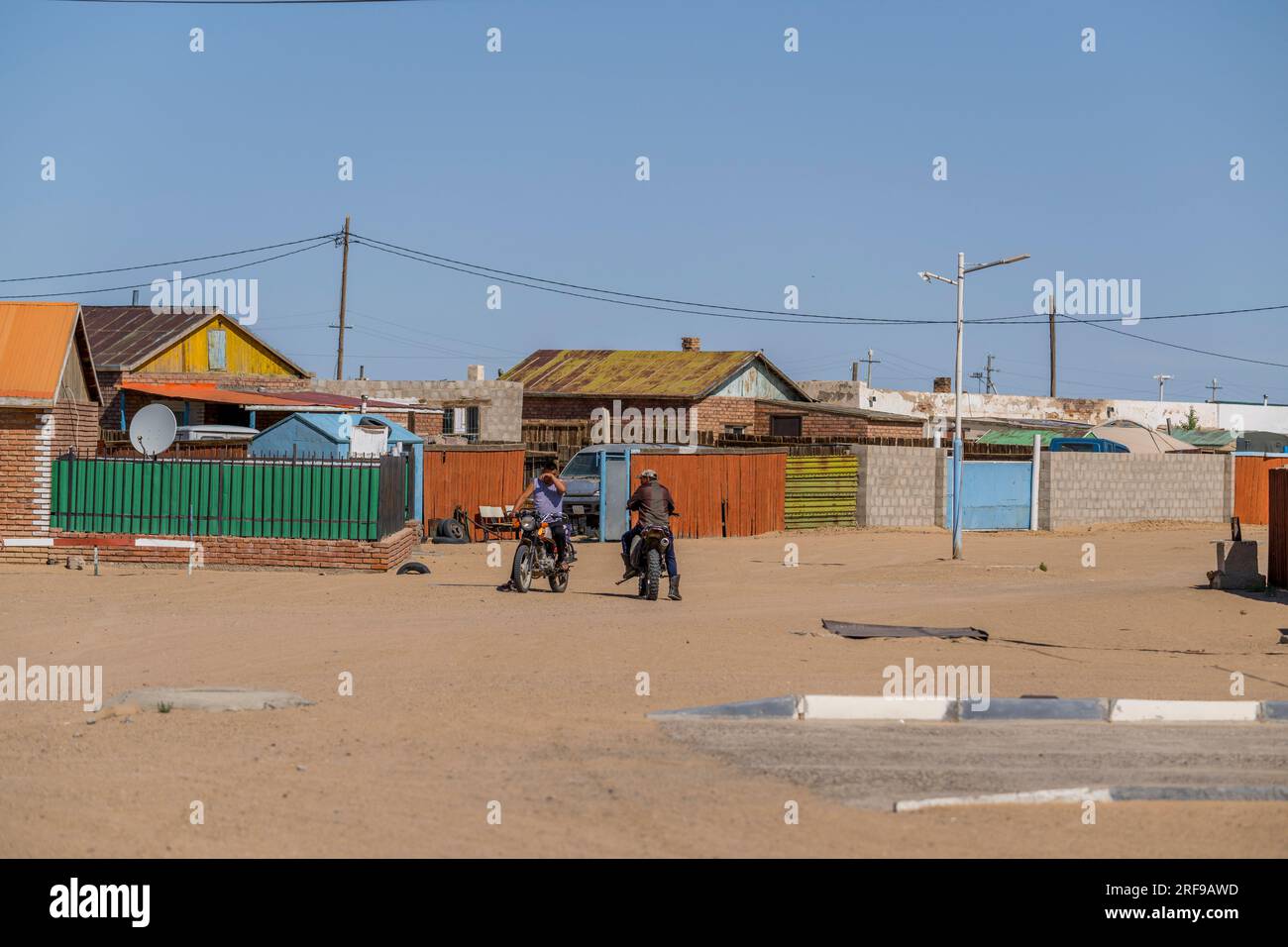 A street scene in Bulgan sum, a settlement in the Gobi Desert, which is the largest desert region in Asia and covers parts of northern and northwester Stock Photo