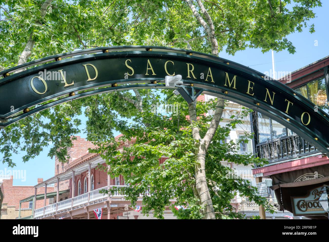 Sign marks the entrance to the Old Sacramento Historic District in