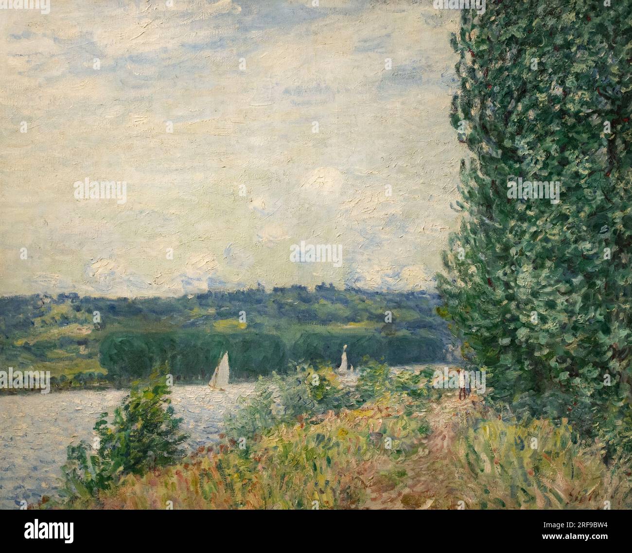 Alfred Sisley painting, La seine a sahurs, coup de vent (The Seine in a gale); 1894. 19th century British impressionist landscape painter and artist. Stock Photo