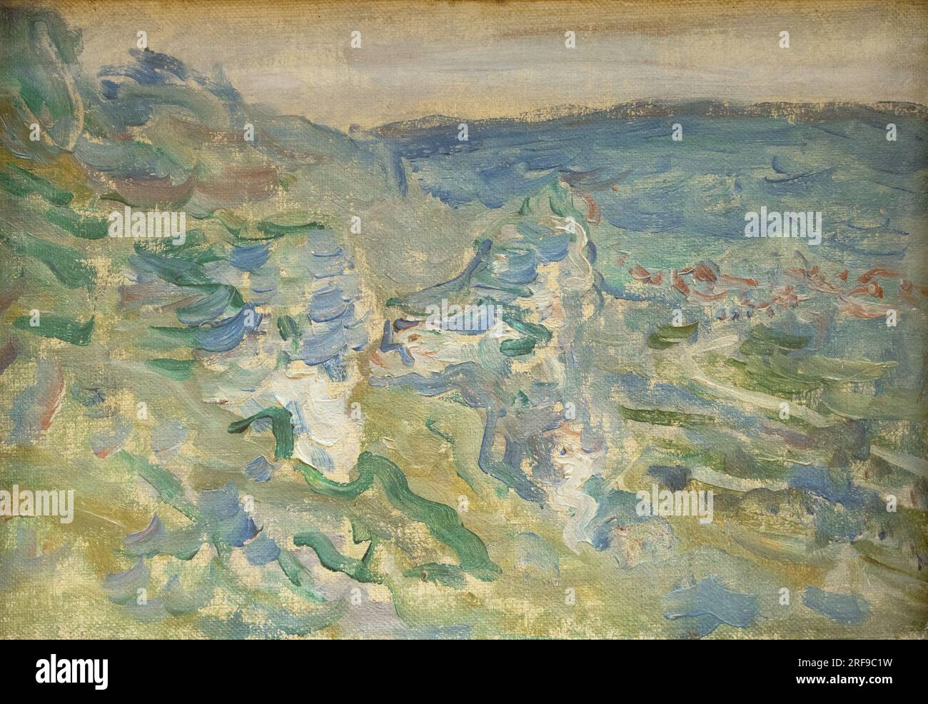 Claude Monet painting; 'la seine, vue des hauteurs de Chantemesle', landscape painting 1881; 19th century French Impressionism art Stock Photo