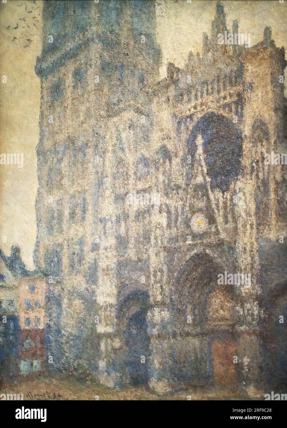 Claude Monet painting, Rouen Cathedral facade and entrance in Bad Weather, 1892; 19th century French impressionist painter. Stock Photo