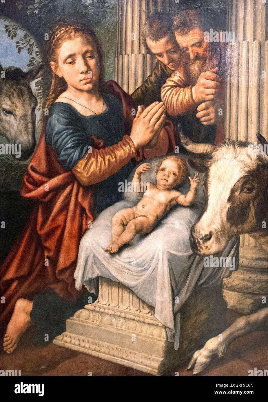 Pieter Aertsen painting; L'Adoration des Bergers - The Adoration of the Shepherds; 16th century Dutch painter, 1508-1575 Stock Photo