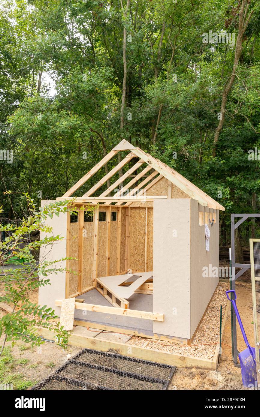 Storage shed under construction being built Stock Photo Alamy