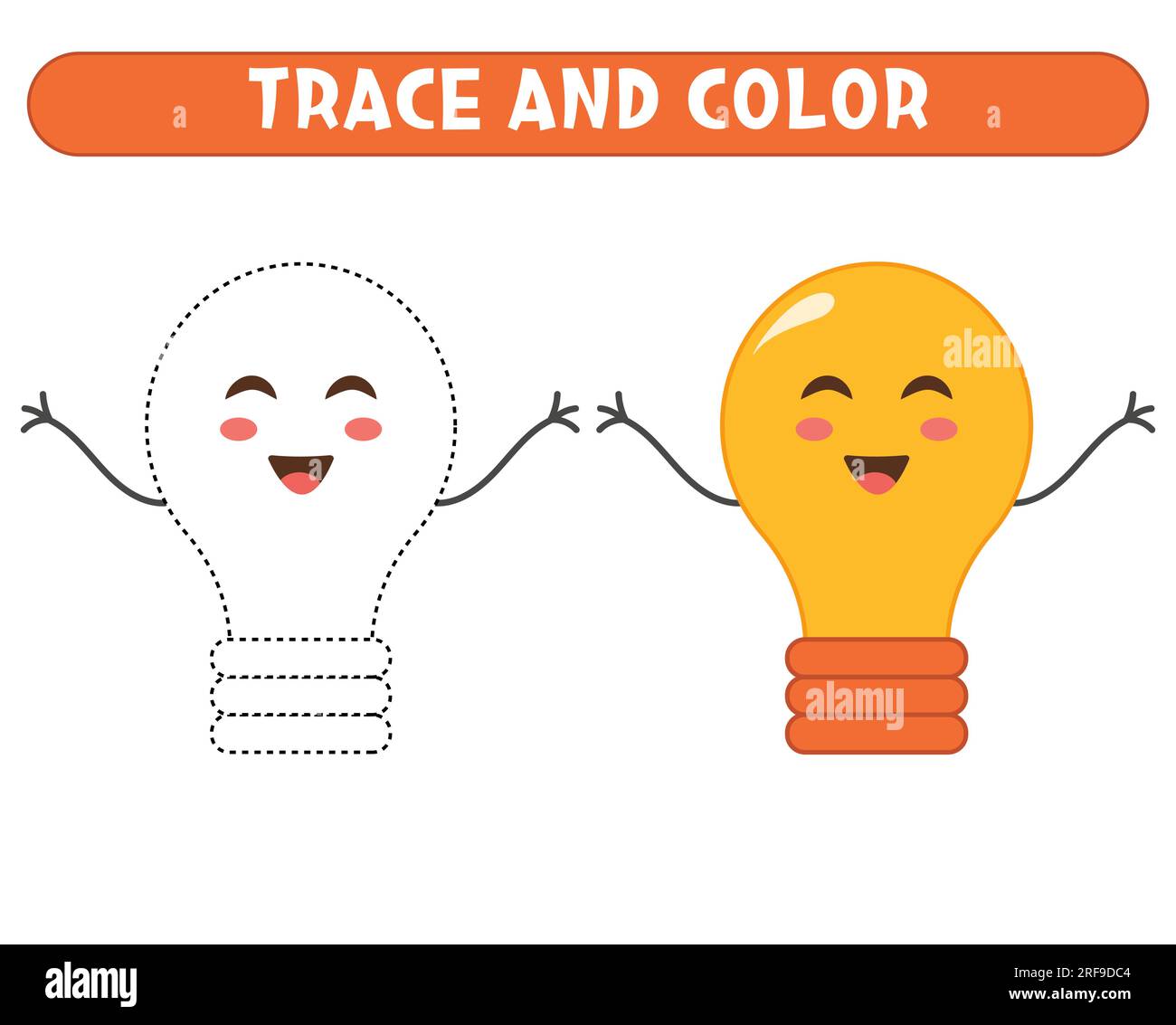 Trace and color cute cartoon lamp. Worksheet for kids Stock Vector Image &amp; Art - Alamy