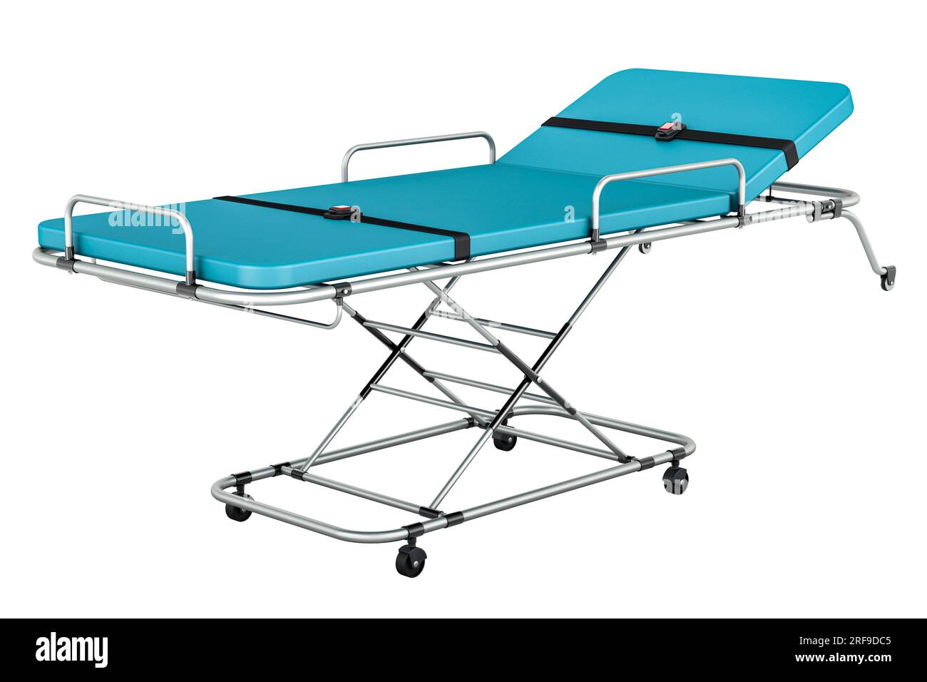 Ambulance medical stretcher, closeup. 3D rendering isolated on white