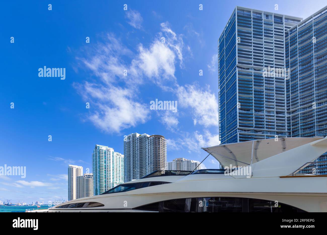 Miami, luxury condominiums located near city financial center, Biscayne Bay and South Beach. Stock Photo