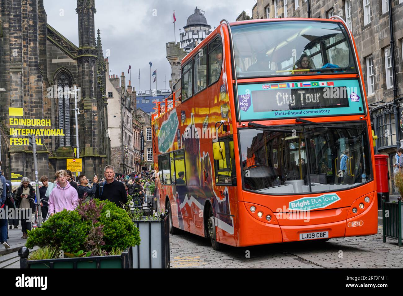 A Bright Bus Tours Hop On, Hop Off Double Decker Bus On Castlehill