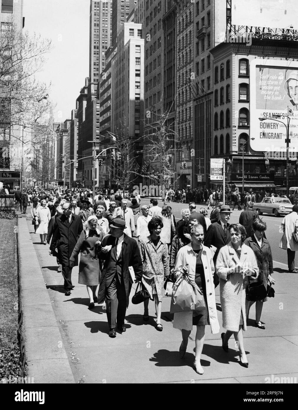 1960s, historical, New Yortkers crossing W42 Street in