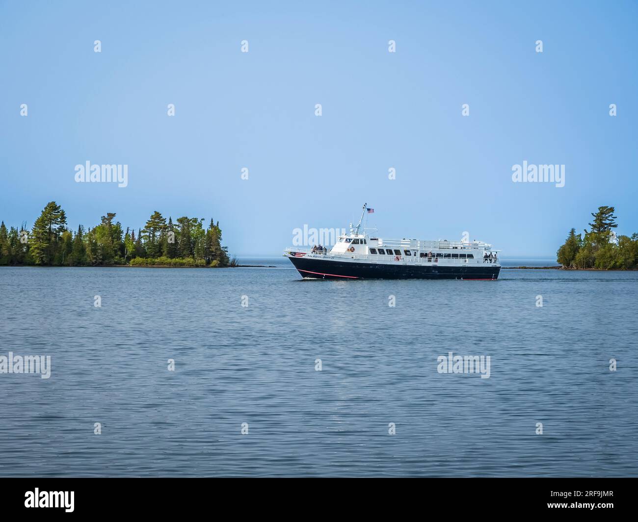 Isle Royale boat on the waterfront on Lake Superior in Copper Harbor on the Keweenaw Peninsula