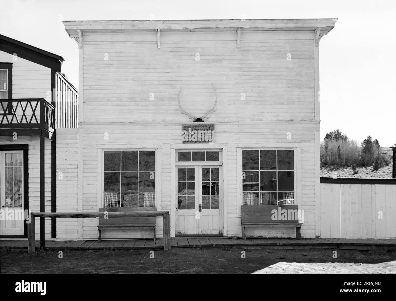 South Pass City, Wyoming    c 1930 View of the old Grecian Bend Saloon. Stock Photo