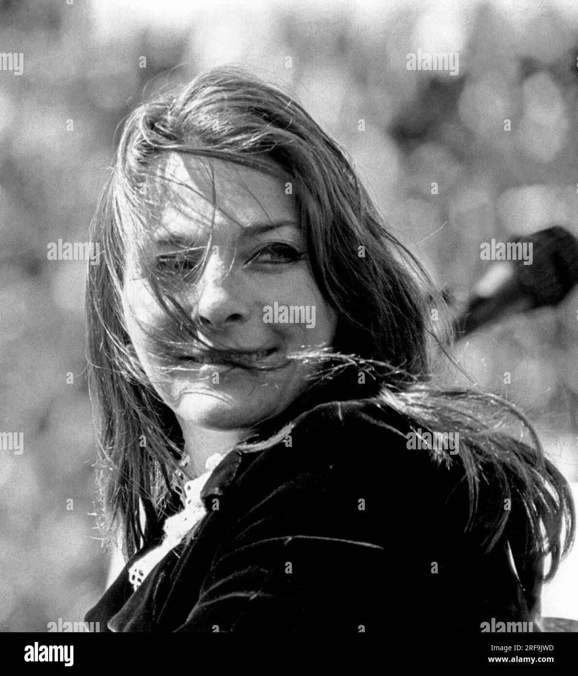 San Francisco, California::  c. 1968 A photo of singer and songwriter Judy Collins at an anti Vietnam war demonstration in Golden Gate Park.  © Malcolm Lubliner / Underwood Archives / The Image Works Stock Photo