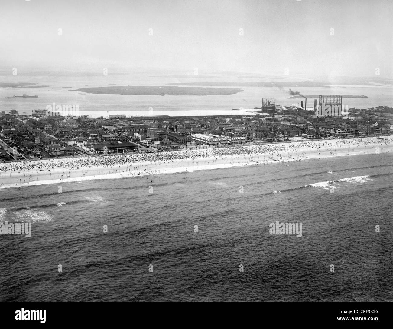 new-york-new-york-c-1927-an-aerial-view-of-a-crowded-rockaway-beach