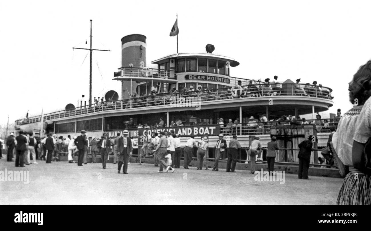 New York, New York: c. 1947 The Bear Mountain Ferry to Coney Island in