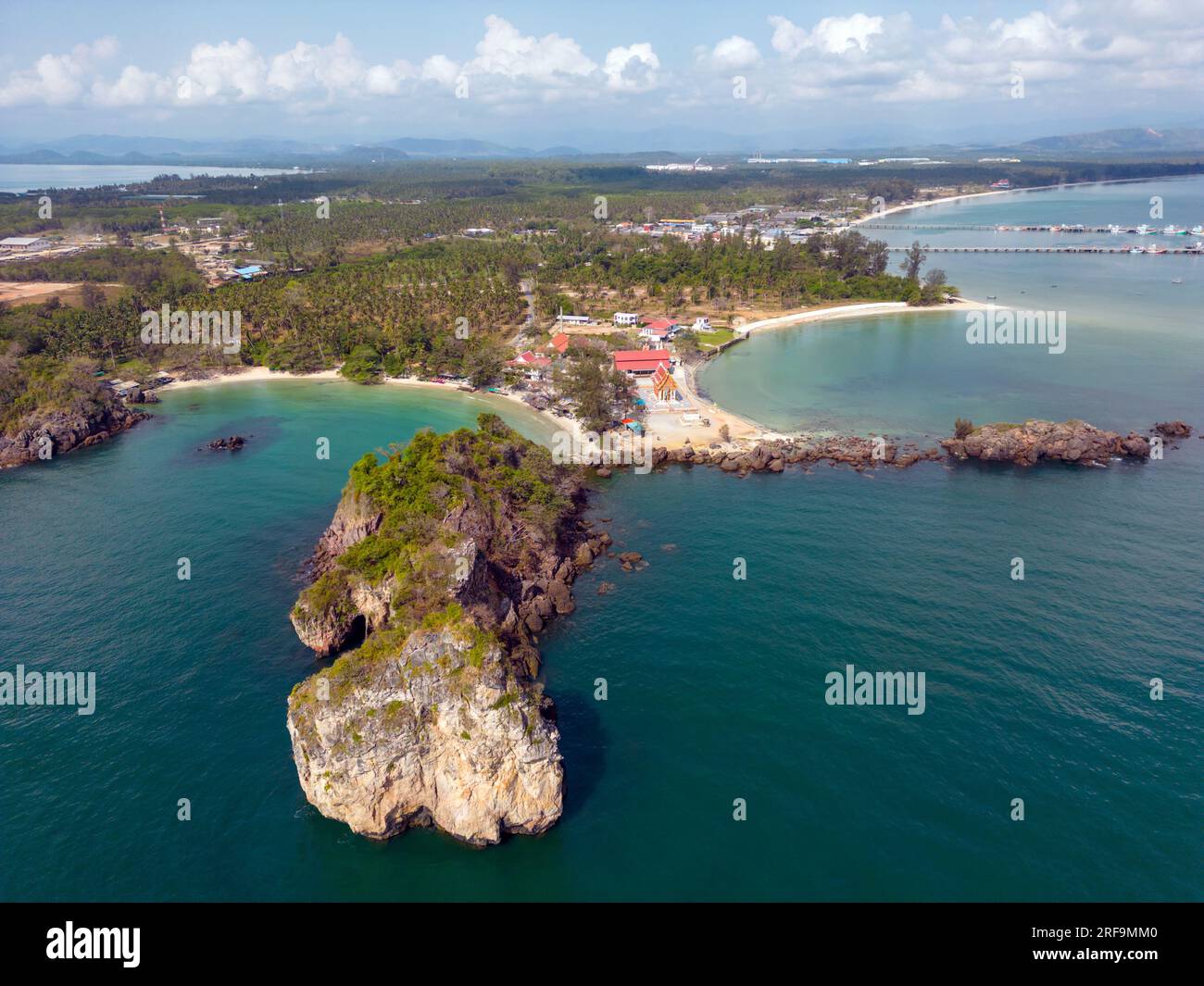 Bo Thong Lang Bay is a small bay with a beach that curves in a beautiful circular shape. It is a white sandy beach located in Bang Saphan, Prachuap Kh Stock Photo