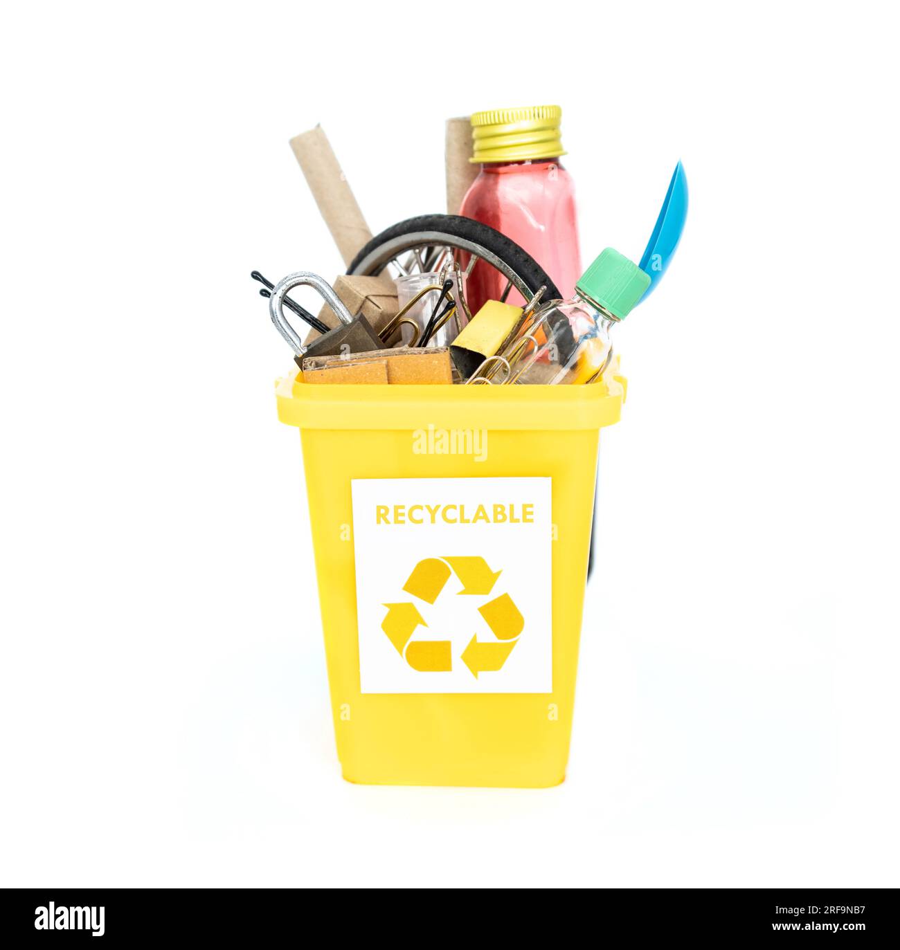 The concept of waste classification for recycling. Yellow bin for