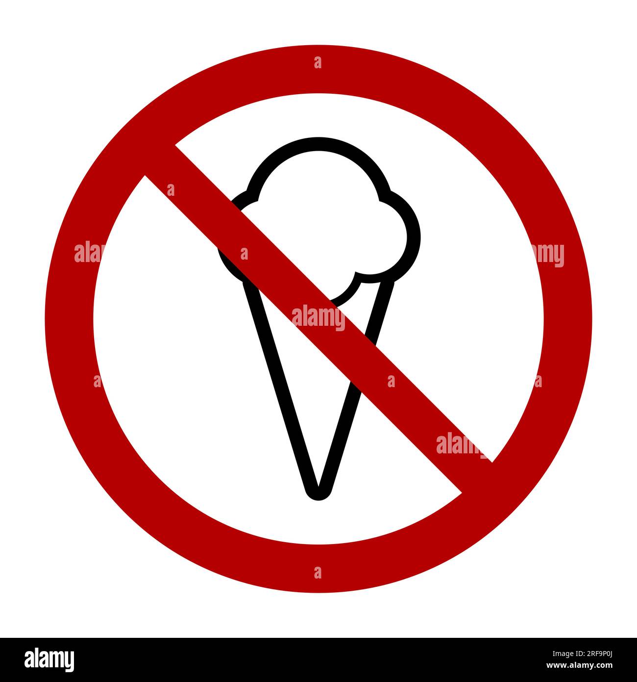 No ice cream symbol, prohibition sign, line icon. Flat vector