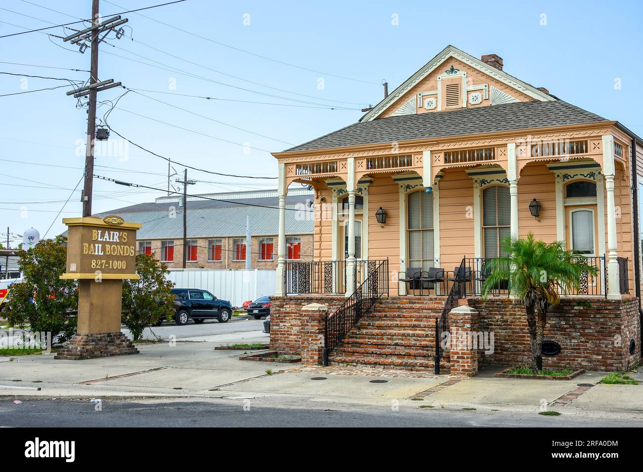 NEW ORLEANS, LA, USA JULY 27, 2023 Blair's Bail Bonds in a converted