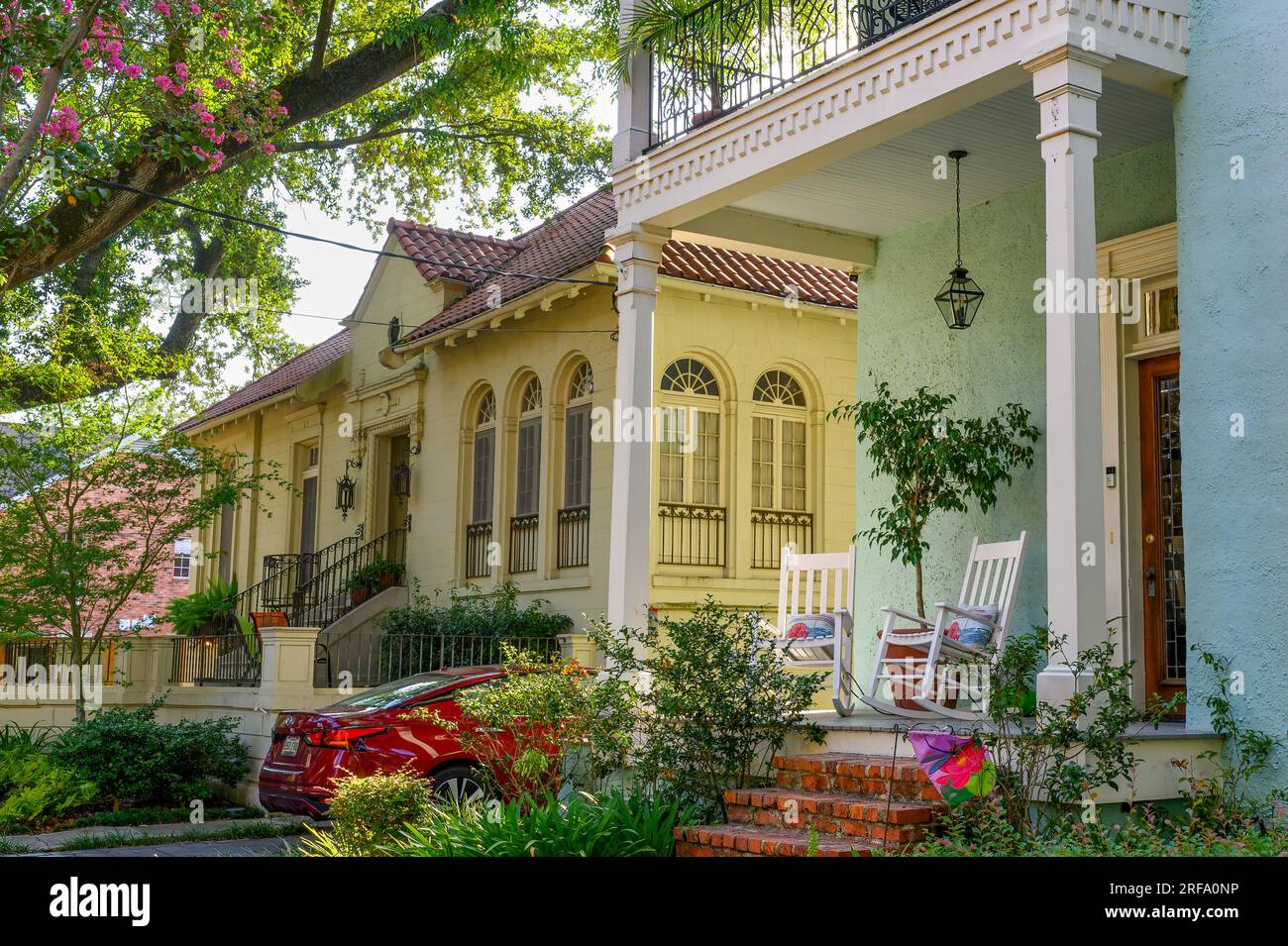 NEW ORLEANS, LA, USA - JULY 27, 2023: Historic homes in the Carrollton Neighborhood Stock Photo
