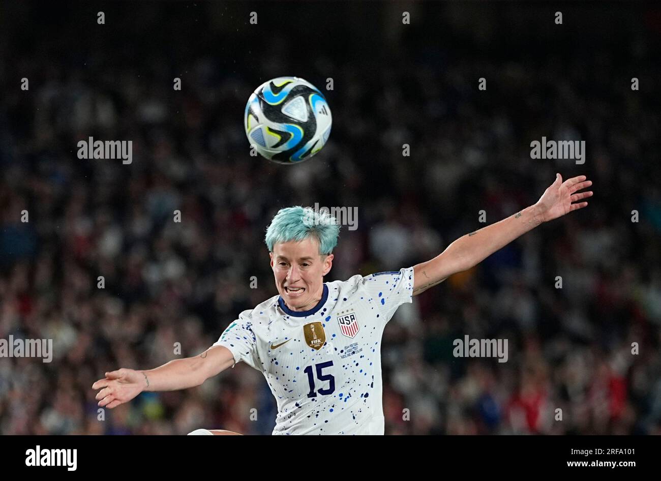 August 01 2023: Megan Rapinoe (USA) controls the ball during a game, at, . Kim Price/CSM Stock Photo