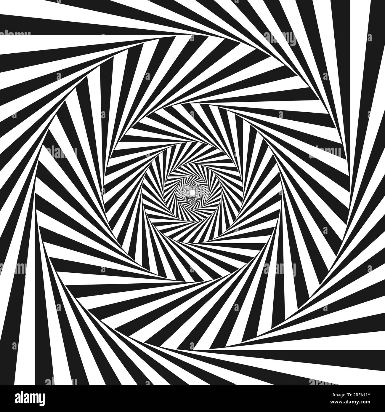 Radial optical illusion background. Black and white abstract lines