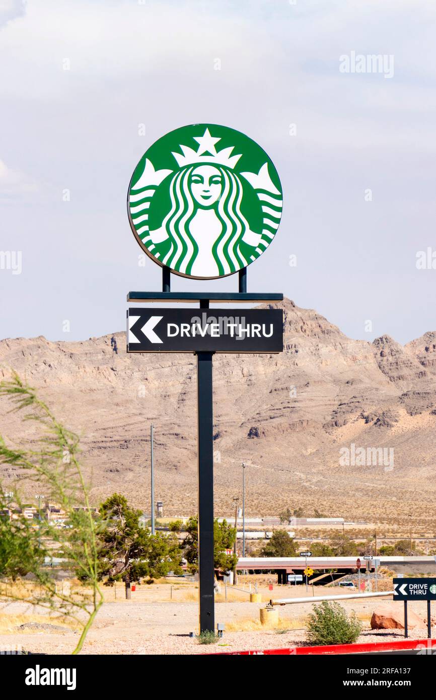 Starbucks sign for coffe shop cafe in cedar city, nevada usa Stock