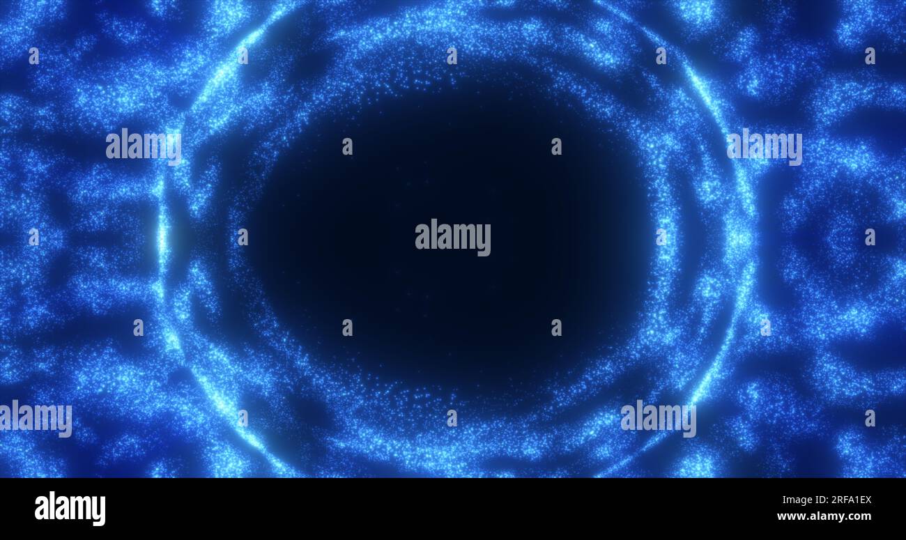 Abstract background of an energetic blue magic ring of glowing ...