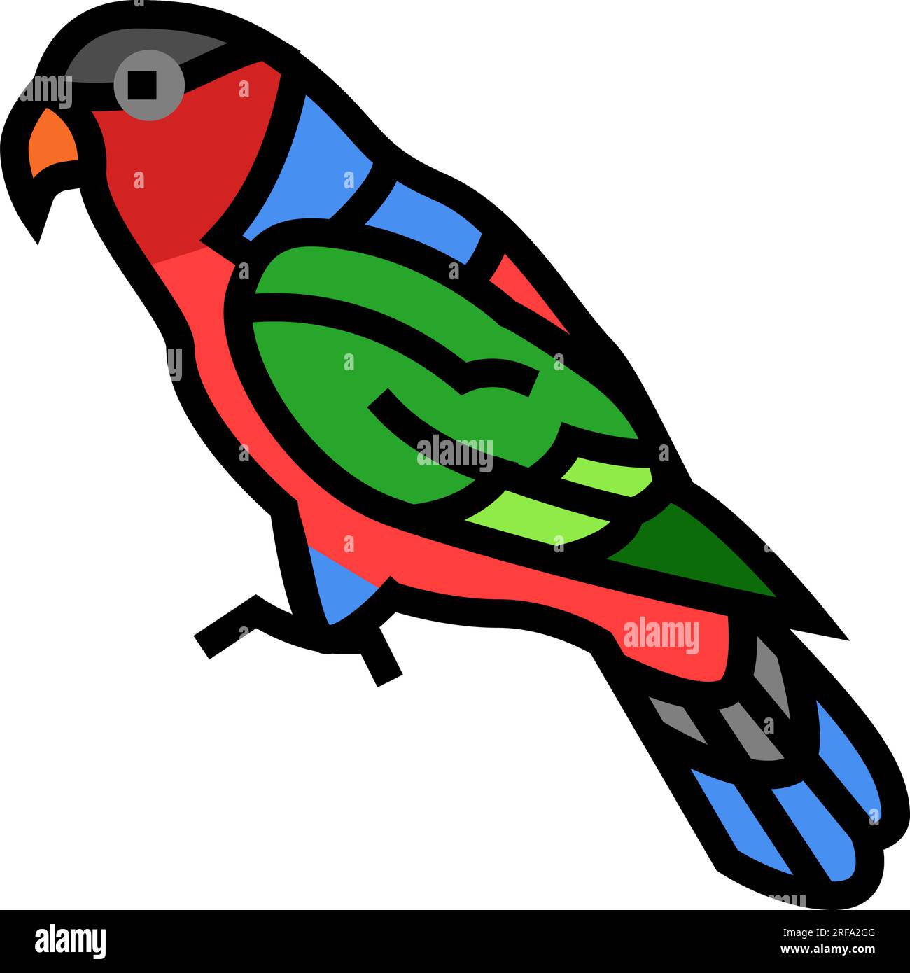 black capped lory parrot bird color icon vector illustration Stock