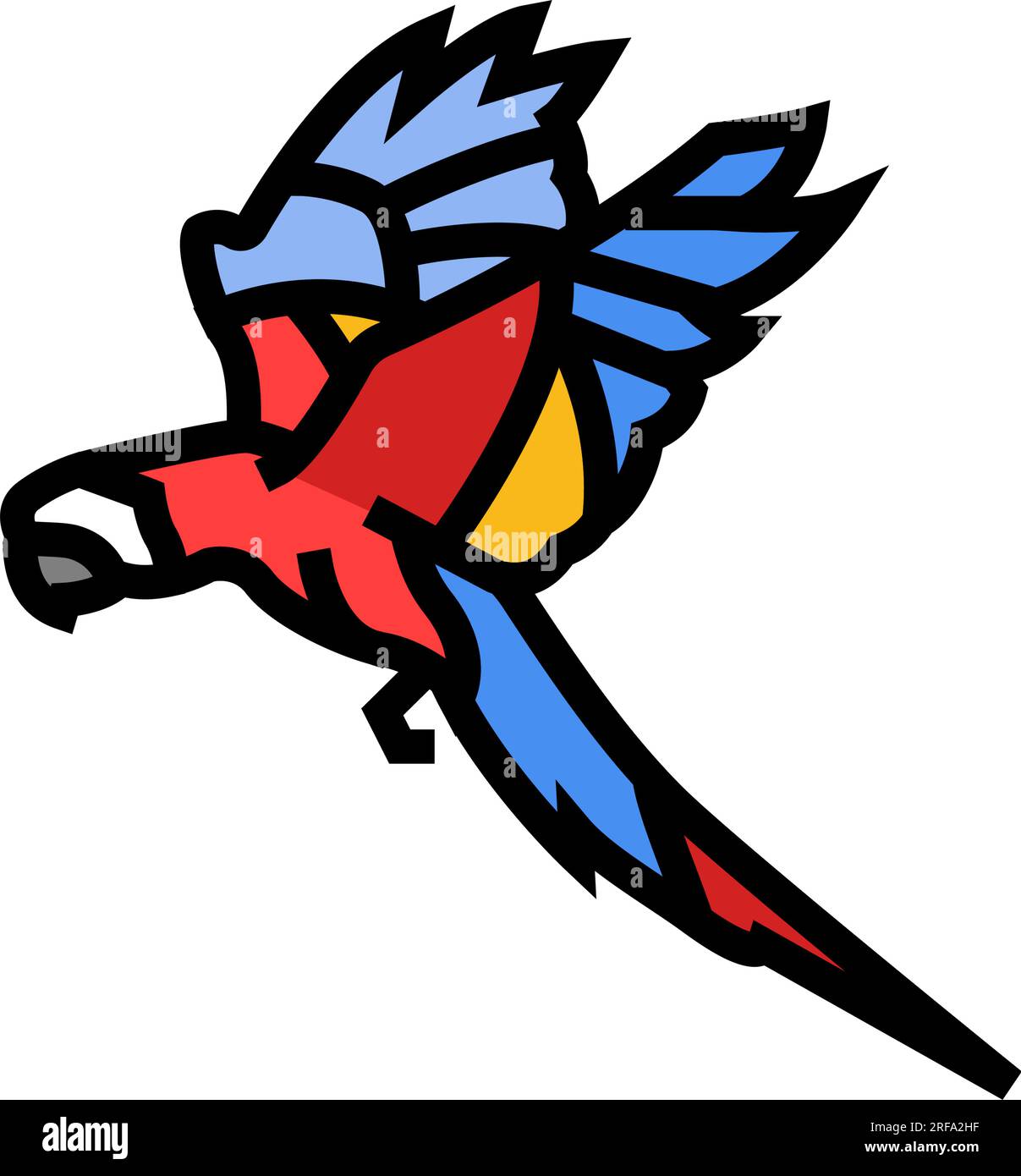 scarlet macaw flying parrot bird color icon vector illustration Stock