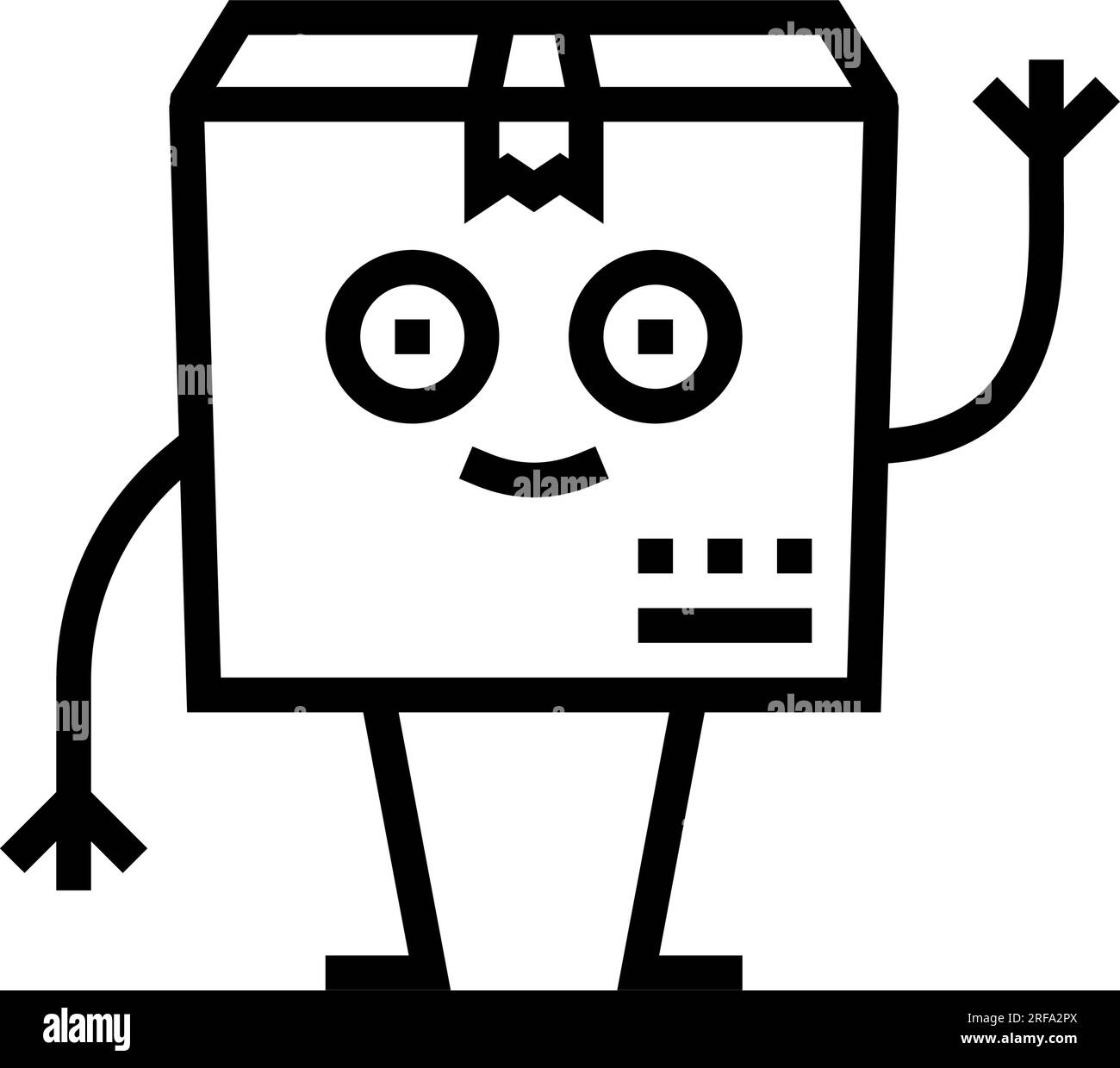 stand cardboard box character line icon vector illustration Stock ...