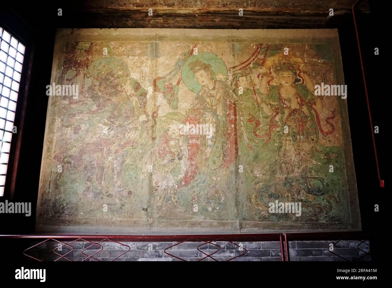 ancient mural on the wall in Longxing temple Stock Photo - Alamy