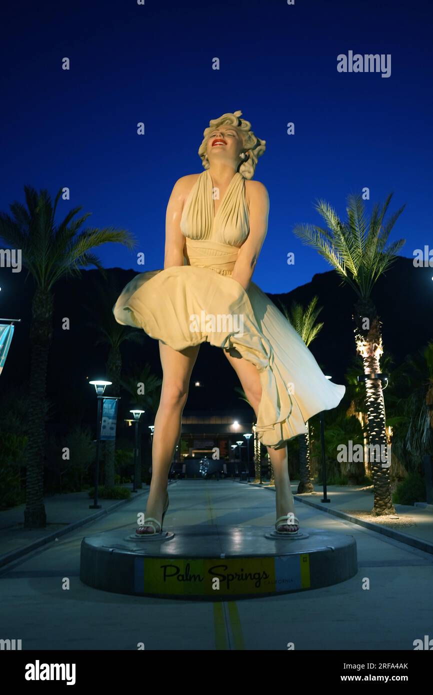 Palm Springs, California, USA 24th June 2021 A general view of atmosphere  of Marilyn Monroe Statue, Forever Marilyn which is 26 feet tall, returned  back to Palm Springs located in Downtown Palm