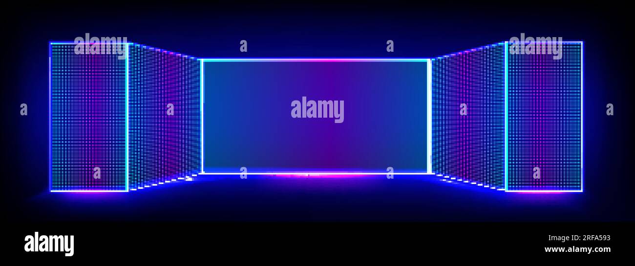Tv show led screen stage and lcd wall background. Light panel concave ...