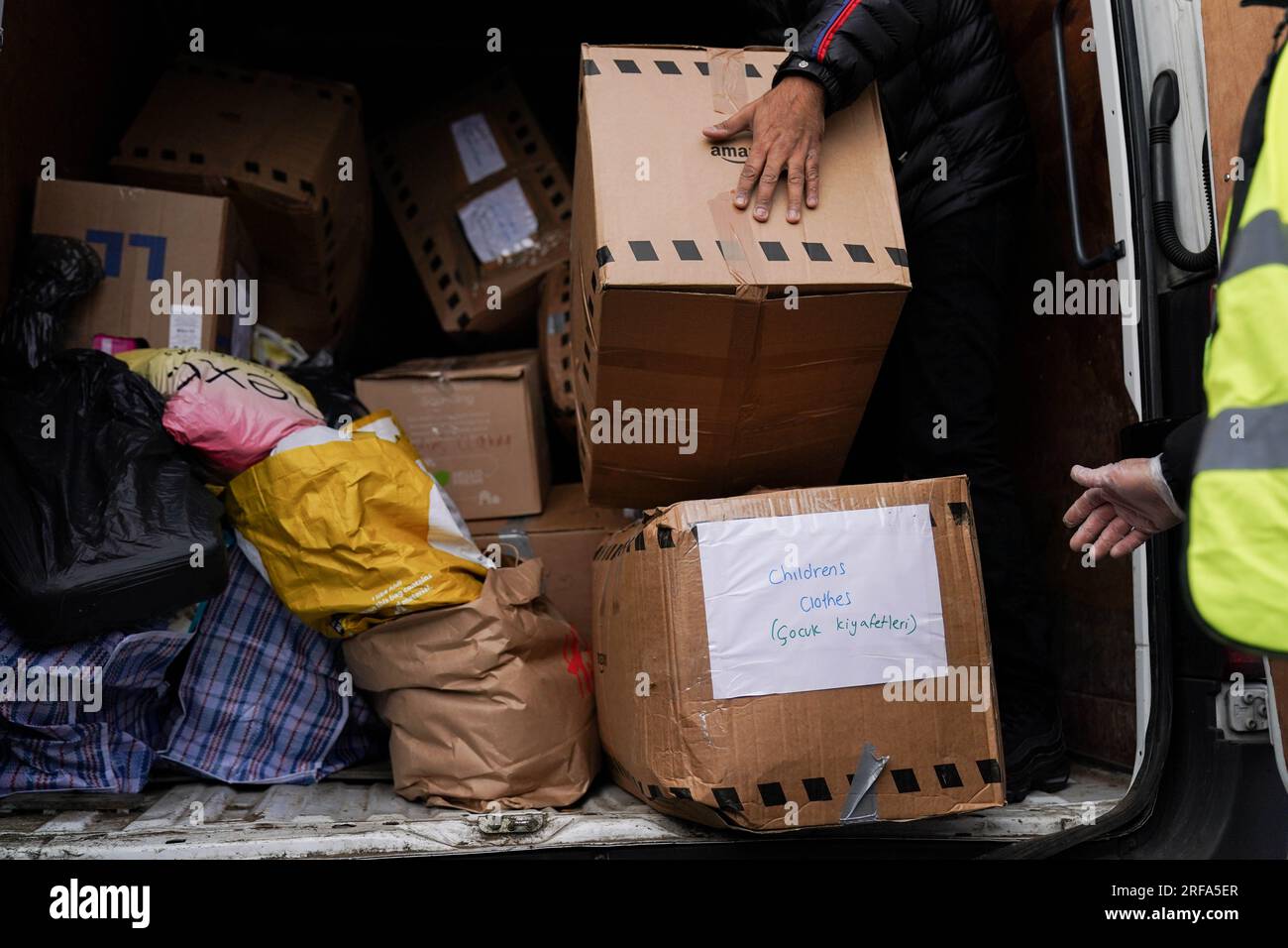 File photo dated 13/02/23 of donations being sent to Turkey and Syria after the devastating earthquake. The Disasters Emergency Committee has announced that donations for the Turkey-Syria earthquake appeal have reached £151.8 million six months on. Stock Photo